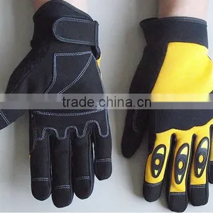 Anti Shock Leather Palm Carpenter, Plumbing and Heavy Duty Mechanic Work Gloves thumbnail-1