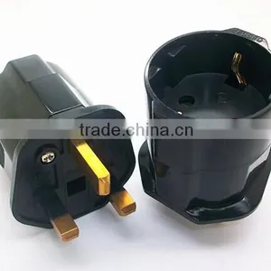 White&Black CE ROHS Approved European Euro EU Schuko 2 Pin to UK 3 Pin Plug Adaptor Travel Mains Adapter x 1 thumbnail-1