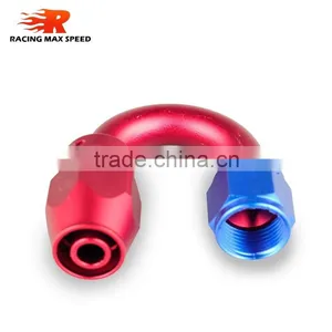 Aluminum Oil Cooler Fitting 180 Degree Resuable Hose End Fuel Line Hose End Fitting Adaptor Blue and Red 40-180-10 thumbnail-6