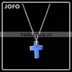 Women Trending Products Opal Natural Stone Pendant Cross Shape Necklace SMJ0130 thumbnail-1