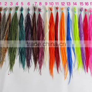 2015 New Arrival Factory Price Real Rooster Feather Hair Extensions Pure Color Feathershair Extension Quality Choice thumbnail-1
