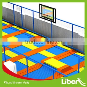 Multi Color Safety Padding Blue Mat Custom Color Large Gymnastics Trampolines for Sale With Climb Rock Wall thumbnail-5