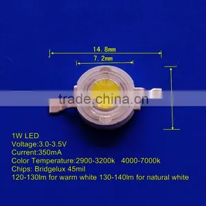 1w White High Power Led Chip 140lm thumbnail-1