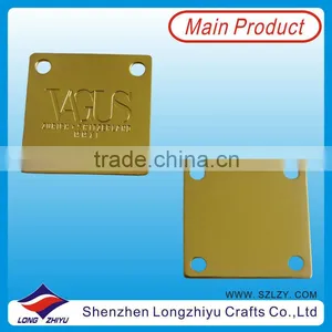 Metal Zinc Alloy Casting Logo Custom Nameplate,square Gold Plated Rivet Label Badge Tag for Sale thumbnail-1