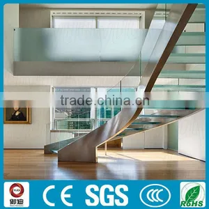Indoor Residential Curve Livingroom Glass Stairs thumbnail-4