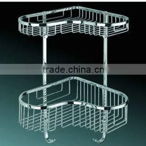 Double Layer Chromed Brass Bathroom Conner Basket LX-8172A thumbnail-1