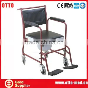 Powder Coated Steel Commode Chair With Footrest thumbnail-1