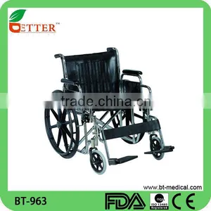 Modern Style Extra Wide Leather Seat Wheelchair thumbnail-1