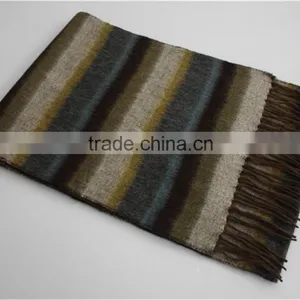 Multicolor Yarn Dyed 100% Wool Scarf With Tassel thumbnail-3