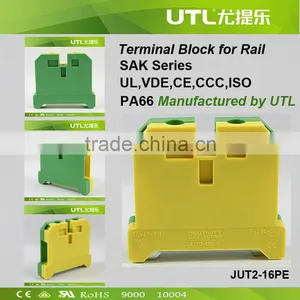 Rail Mounted Earth Conductor Terminal Block, Screw Clamp EK6/35 16mm / Earth Terminal Blocks 16mm CE UL RoHS thumbnail-1