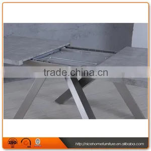 Latest Designs Stainless Steel Marble Wooden Dining Table and Leather Chair thumbnail-4
