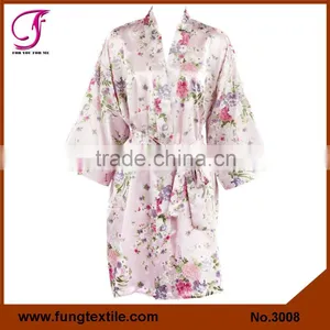 300803 Women Floral Satin Bath Robe thumbnail-5