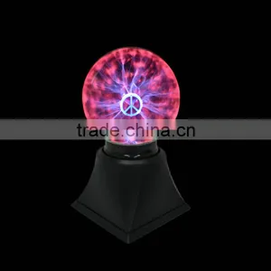 2014 Hot Sell 5 Inch Plasma Ball With Peace Symbol Touch Magic Decoration Lamp thumbnail-1