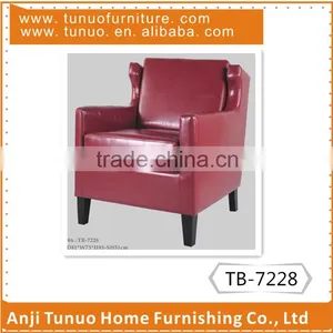 Accent Chair With Bonded Leather Material and KD Black Color Rubber Wood Legs,moveable Seat and Back Cushion.TB-7228 thumbnail-1