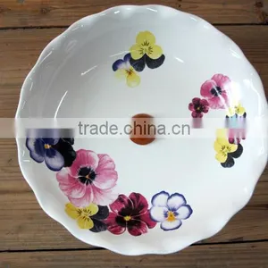 Elegant Ceramic Cake Plate With Wood Base thumbnail-1