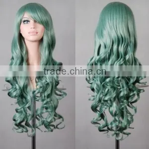 Fashion Women's Green Long Curly Wavy Lolita Party Cosplay Full Wig N417 thumbnail-1