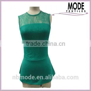 Lace Detailed Green Sleeveless Ladies' Blouse thumbnail-1