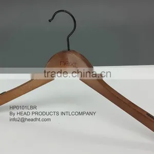HH Brand Basic Natural Shirt Wood Hangers in Black Natural Walnut Color With Chrome Hook thumbnail-3