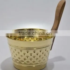Solid Brass Buckets With Hammered Design for Sauna Spa thumbnail-1