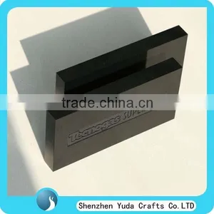 Glossy Black Plexiglass Logo Display Stand, Acrylic Block With Aluminium Logo Plaque, Custom Made Good Quality Logo Acrylic thumbnail-1