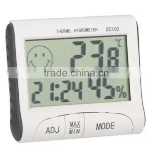 Electronic 2015 New LCD Digital Temperature Tester Wireless Thermometer Hygrometer Temperature Humidity Meter Clock w/ Magnetic thumbnail-2