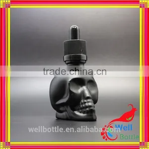 Skull Frosted Black Glass Dropper Bottle for Pipette 60ml Dropper Bottle With Childproof Tamper Cap thumbnail-1