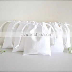 Small Muslin Custom Drawstring Bags thumbnail-6