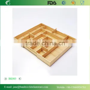 Bamboo Expendable Flatware Silverware Kitchen Drawer Organizer Clutter thumbnail-2