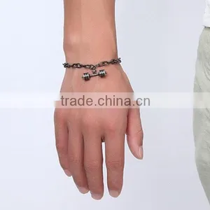 Fashion Dumbbell Pendant Stainless Steel Bracelet thumbnail-3