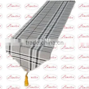 Polyester Cotton Blended Jacquard Checked Pattern Plain Table Runner Wedding Banquet Table Runner thumbnail-2