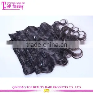 Unprocessed Hair Extension Clip in 200grams, Cheap Body Wave Human Hair Clip in Extensions thumbnail-3