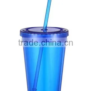 Double Wall Insulated Plastic Tumblers With Straw and Lid thumbnail-1