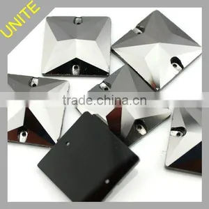 Jet Hematite Square Sew on Glass Stone Beads Crystal Garment Accessory thumbnail-1