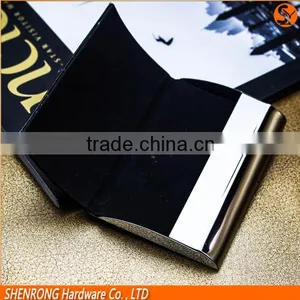 Black Blocking RFID PU Leather Credit Card Case and Business Name Card Holder With Customized Engraving LOGO thumbnail-2