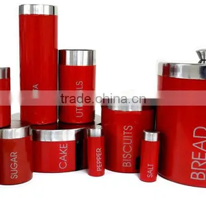 Stainless Steel Tea/Coffee/Sugar/Cake/Utensil Canisters Set Colored thumbnail-1