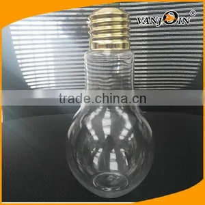 Food Grade 500ml Plastic Light Bulb Bottle With Screw Cap With Hole for Bubble Tea thumbnail-1