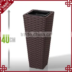 S&D Various Plastic pe Rattan Hand Made Outdoor Decorative Indoor Flower Pots / Cheap Garden Ceramic Planters and Pots Set of 3 thumbnail-4