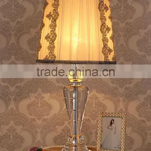 Luxury European Style Crystal Table Lamp With White Color Lace Lampshade thumbnail-1