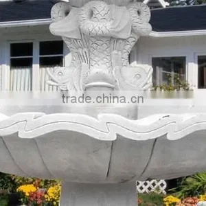 White Marble Water Fountain With Fish thumbnail-3