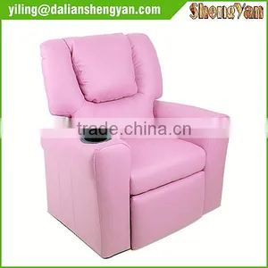 Personalized Hot Vinyl Kids Recliner With Cup Holder And Headrest Pink thumbnail-1