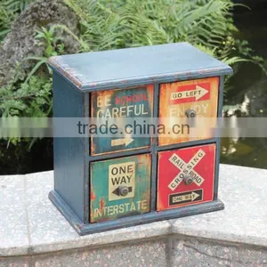European Style Antique Blue Wooden Cabinet thumbnail-1