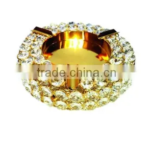 Gold Crystal Decoration ROUND Ashtray for Office Hotel Gift and Home Decor thumbnail-1