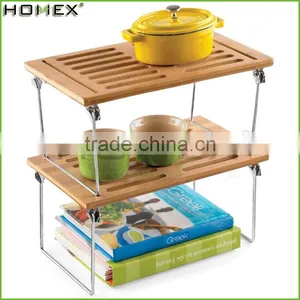 Bamboo Dish Drying Rack Kichen Shelf With Metal Leg Homex-BSCI Factory thumbnail-3