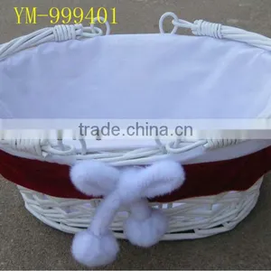 White Wicker Santa Basket for Christmas thumbnail-1