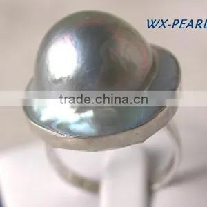 Latest Design Fashion Yellow Gold Lady Pearl Ring thumbnail-3