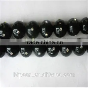 Best Price of 14mm Black Shell Pearls Beads With 4 Crystal Beads for Sale thumbnail-1