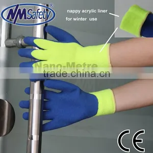 NMsafety Hand Protection High Quality Latex Crinkle Knitted Fleece Winter Working Gloves thumbnail-1