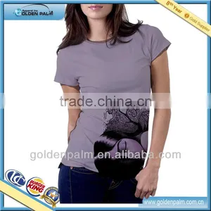 Combed Cotton Short Sleeve Women Printed t Shirt Wholesale China thumbnail-1