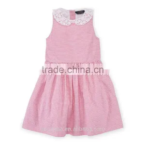 Children Girls Pretty Lace Collar Cotton Seersucker Dress HSD8069 thumbnail-2