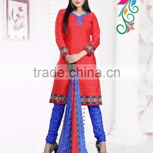 Red and Blue Cool Cotton Readymade Printed Suits/ladies Winter Suits Salwar Kameez/wholesale Sweat Suits thumbnail-1